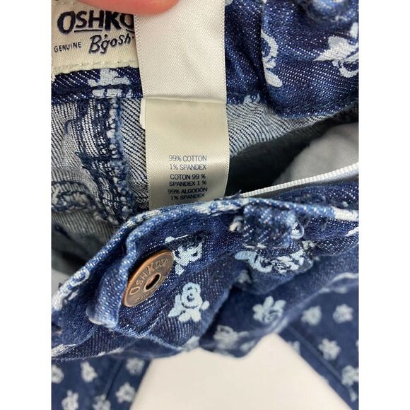 Osh Kosh B'Gosh Rose Print Jeans Blue Denim Adjustable Waist - Todder Size 2T - Picture 2 of 9
